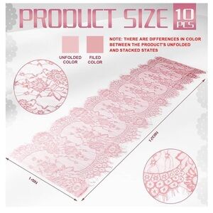 Elegant Pink Lace Table Runner - Set of 10 Valentine’s Day Part, Baby Shower
